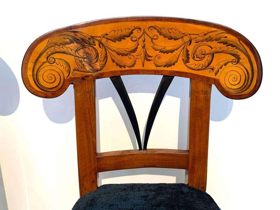 Furniture Pair Of Biedermeier Shovel Chairs Walnut, Ink Painting South Germany Ca. 1830 photo