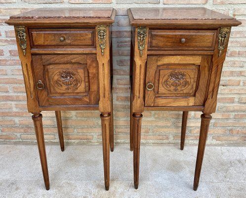 French Louis XVI Style Bedside Tables In Walnut, 1920, Set Of 2 photo 2760.0