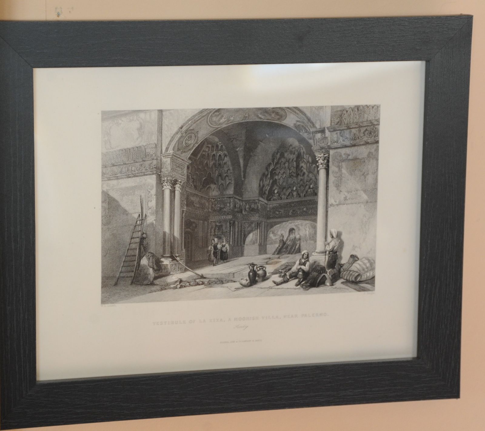 Antique Framed Print Of The Moorish Ziza Palace In Palermo, Sicily, By W L Leitch