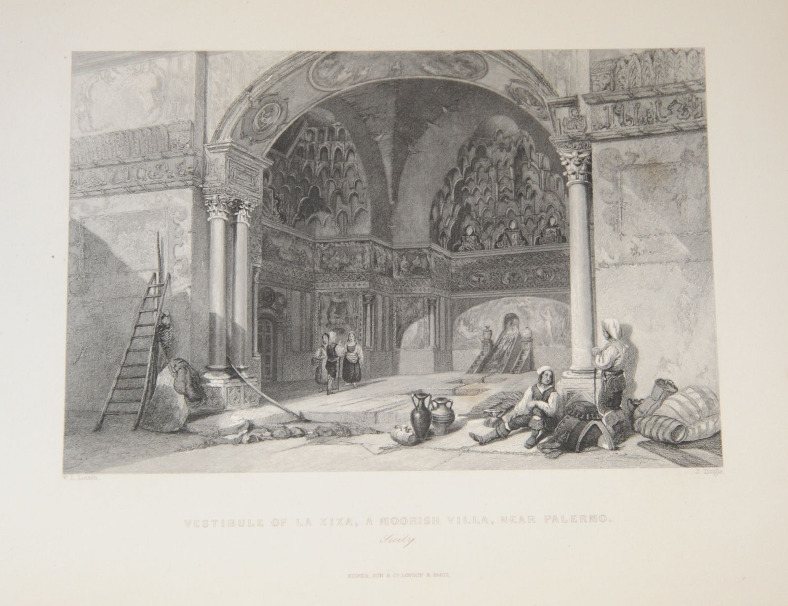 Antique Framed Print Of The Moorish Ziza Palace In Palermo, Sicily, By W L Leitch photo furniture