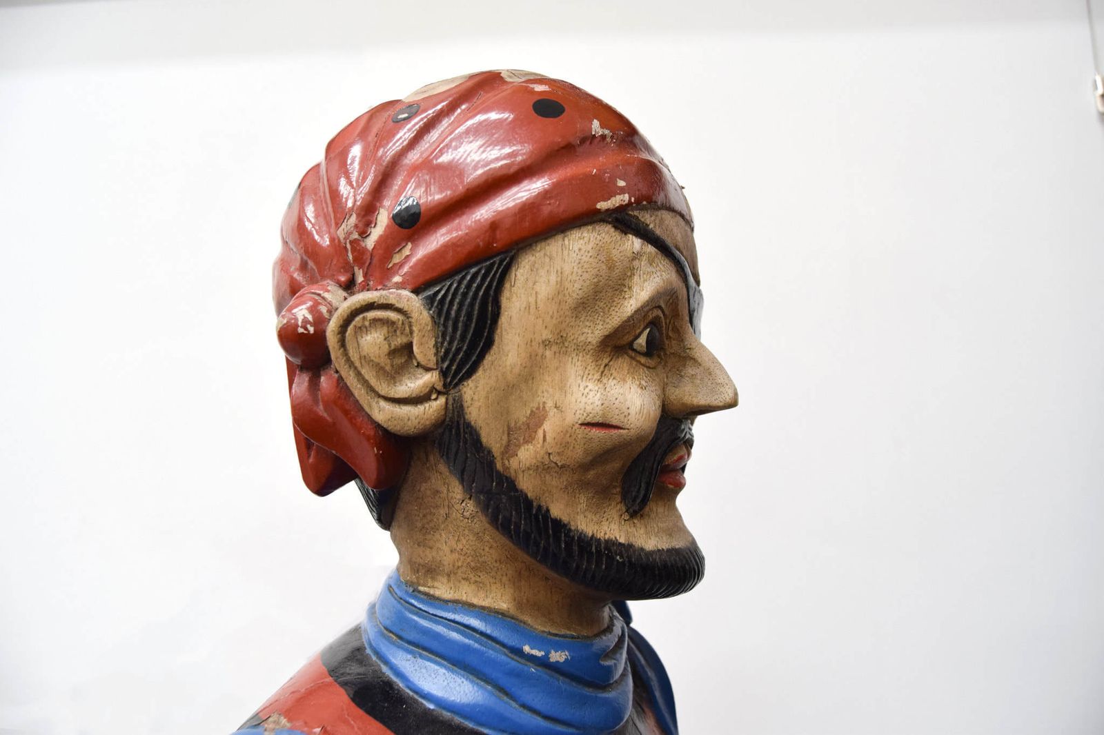 Hand Painted & Carved Late 19th Century Figure Head, In The Form Of A Pirate photo vintage