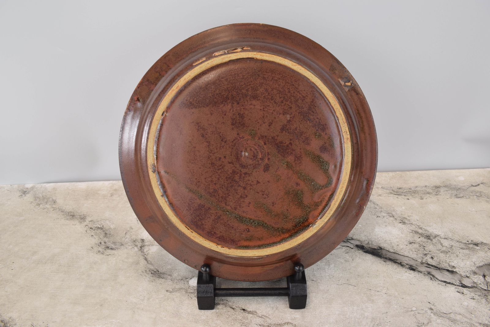 Studio Pottery; Iron Glaze Charger With Finger Wipe Decoration. photo buy