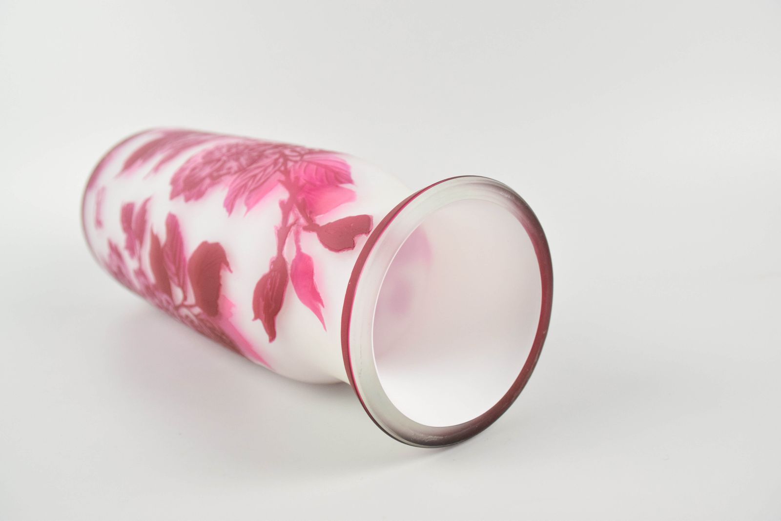 After Emilie Galle   Pink & White Glass Vase photo Home Decor