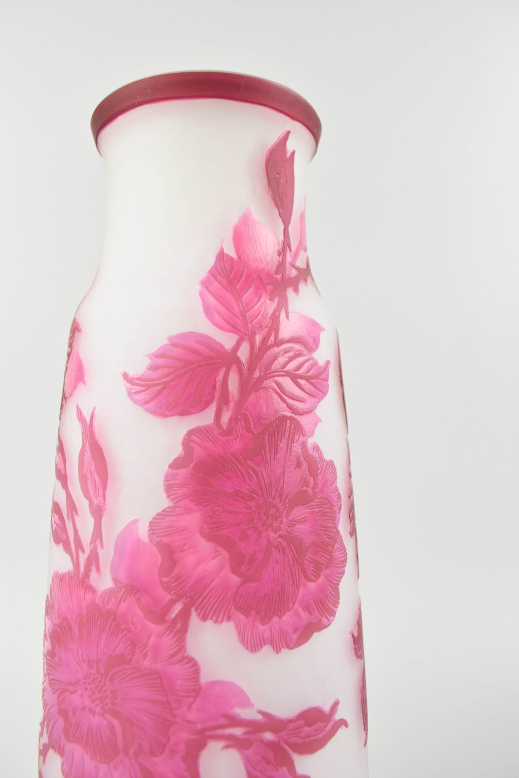 After Emilie Galle   Pink & White Glass Vase photo 125.0