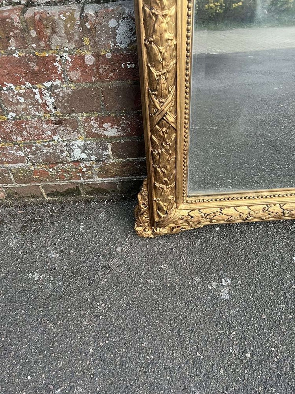 A Stunning Large Antique French 19th C Gilt Leaf Framed Mirror. photo for sale