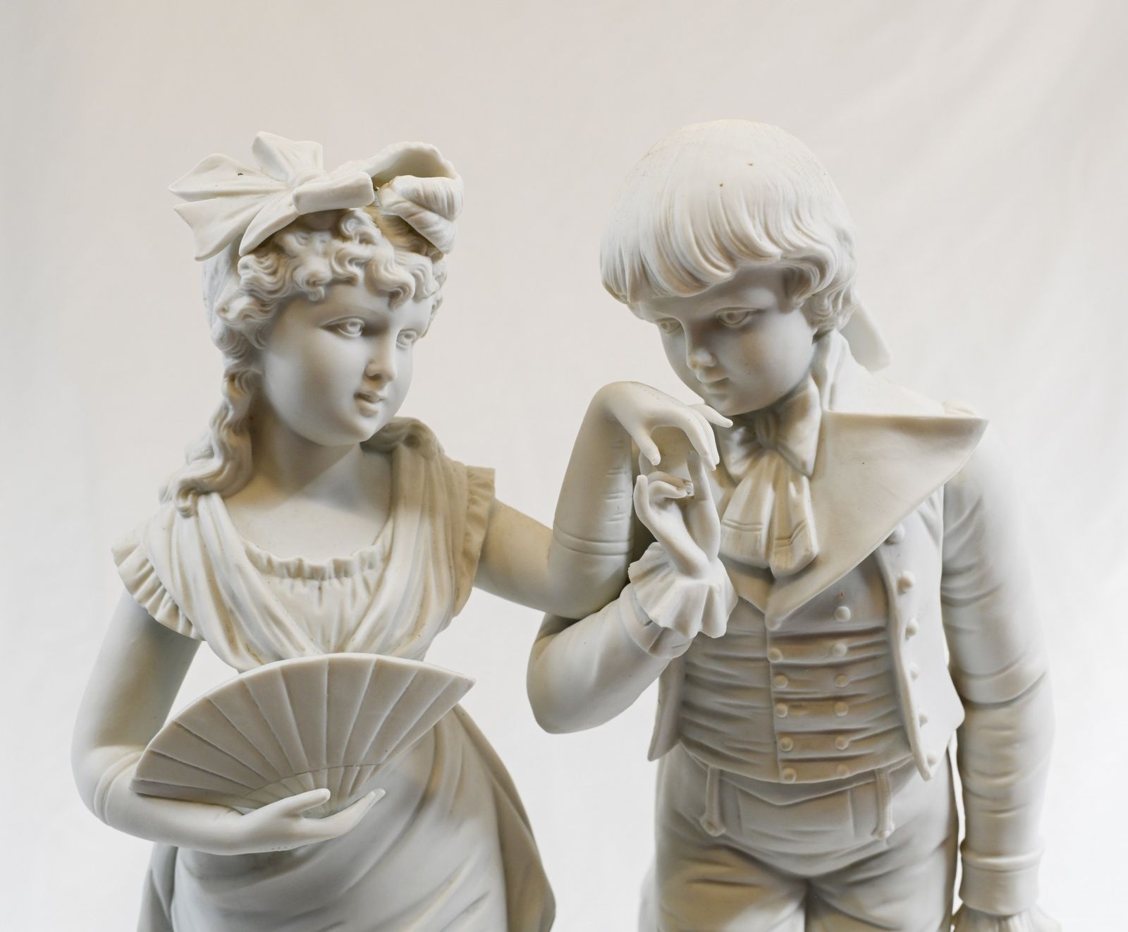 photo vinterior Parian Biscuit Ware Statue Lovers French Parian Antique