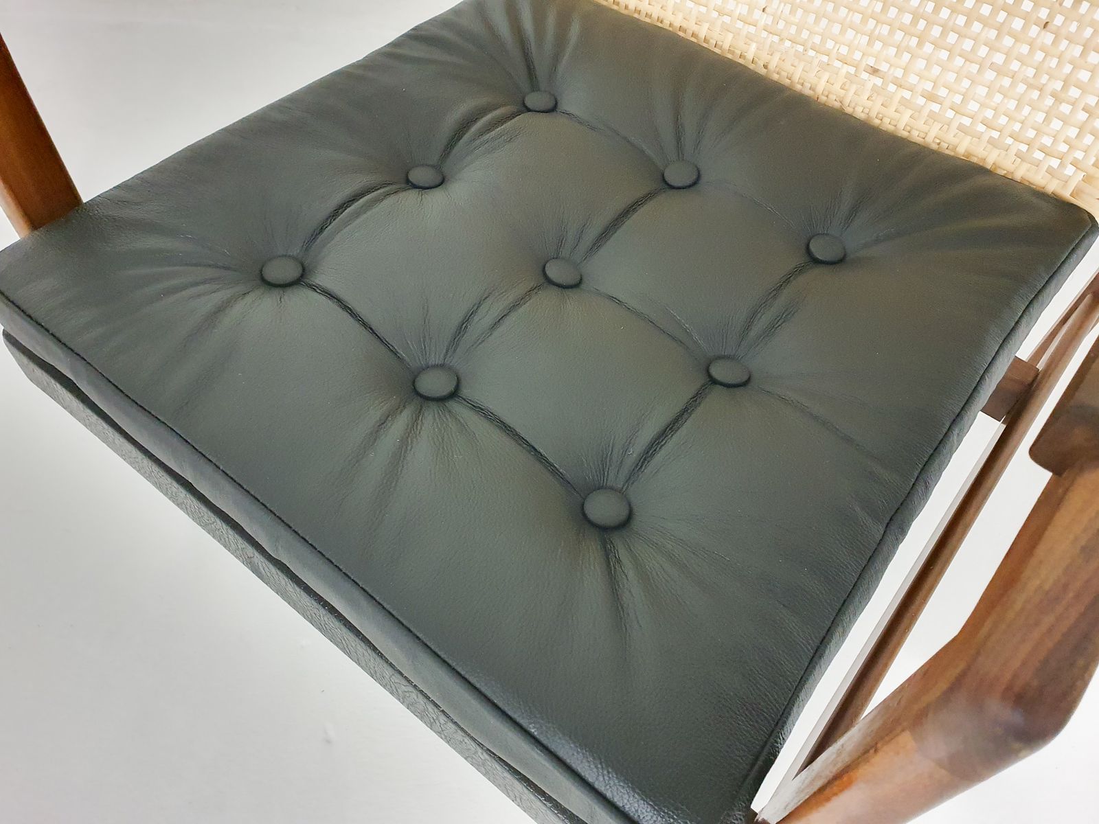 Rattan And Leather High Back Lounge Chair By P.J. Muntendam For Gebr. Jonkers, The Netherlands 1950's photo Furniture