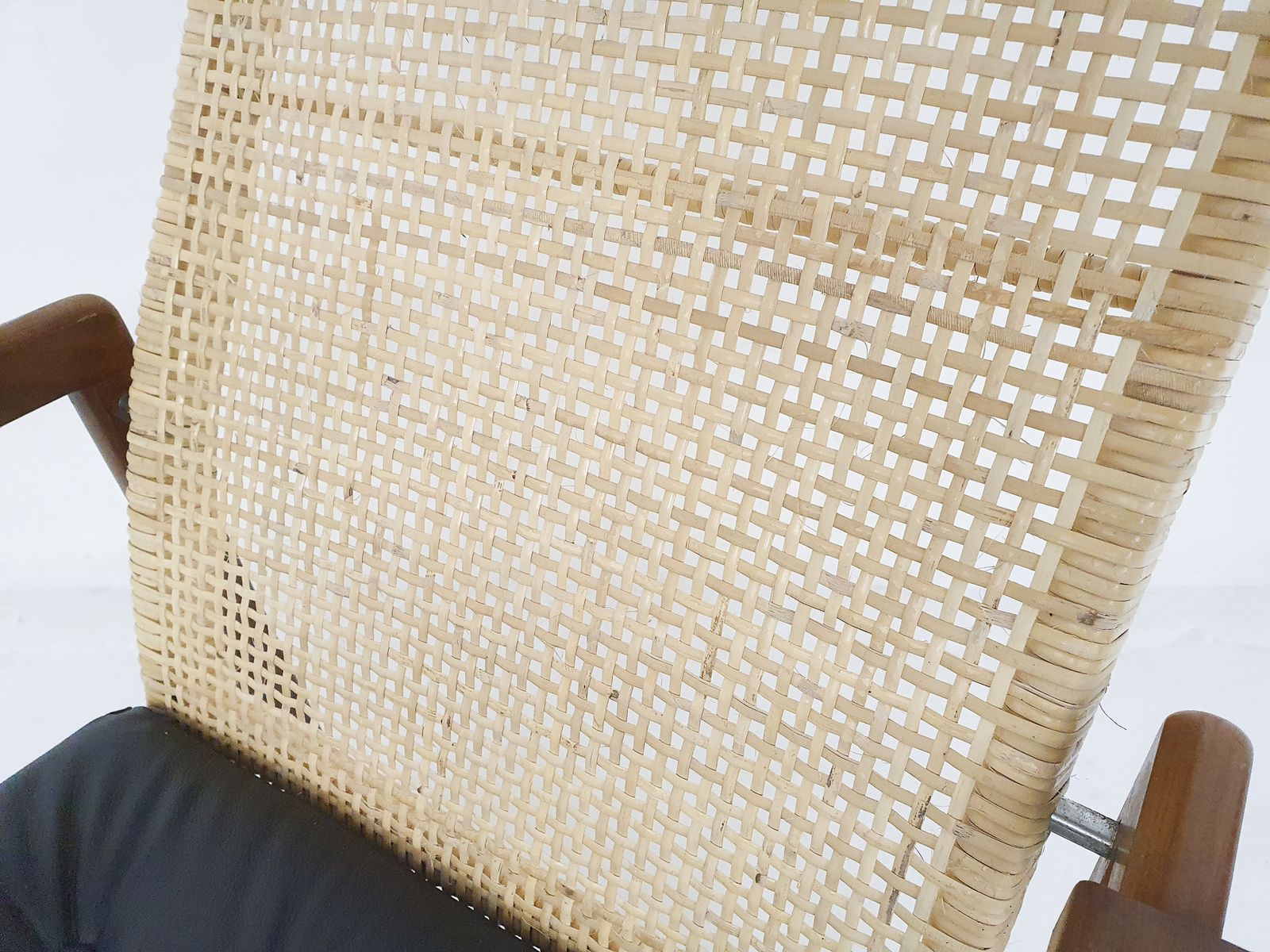 Rattan And Leather High Back Lounge Chair By P.J. Muntendam For Gebr. Jonkers, The Netherlands 1950's photo buy