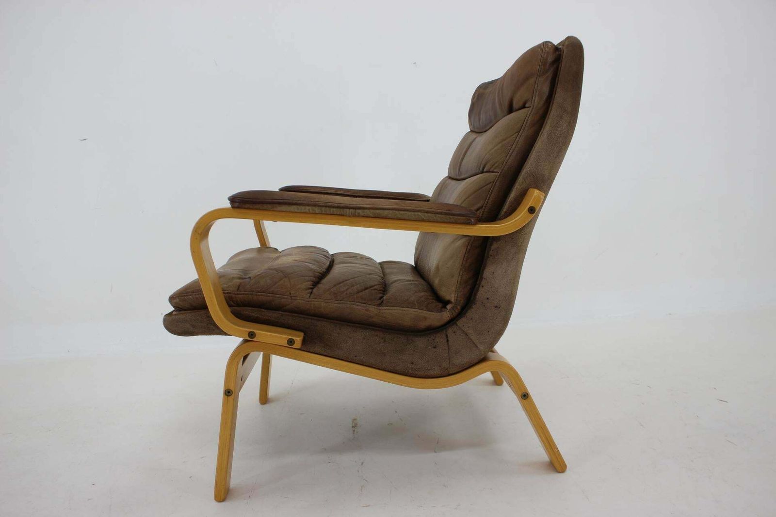 1970s Yngve Ekström Contino Leather Armchair Sweden photo 839.0