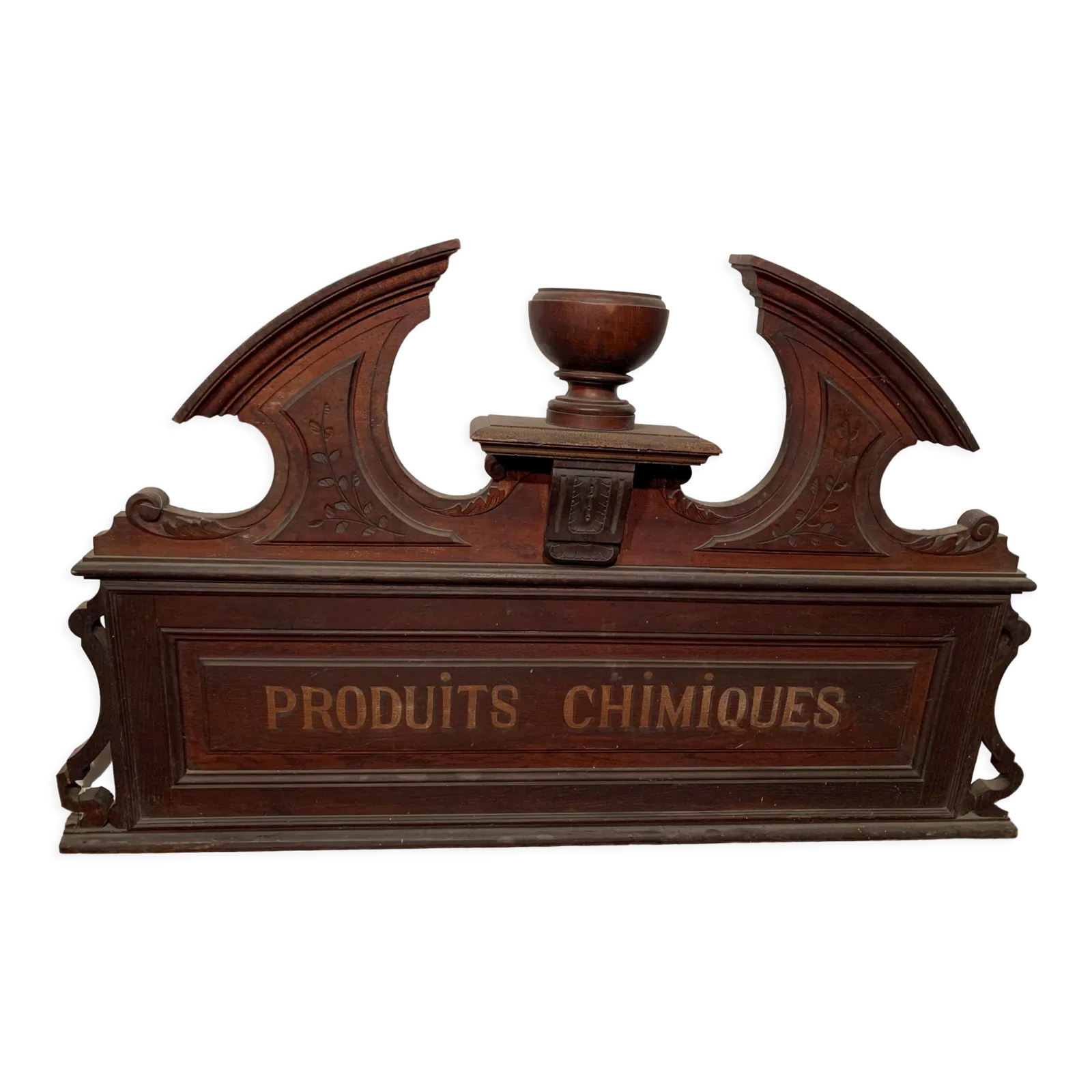Pediment Or Top Of Furniture In Natural Wood XIX Century photo vintage