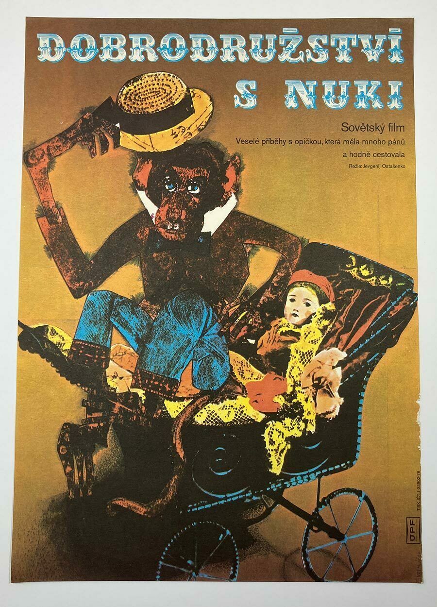 Original Film Poster, Adventures With Nuki, Ivan Kremláček, 1975, Genuine Czech Vintage Print