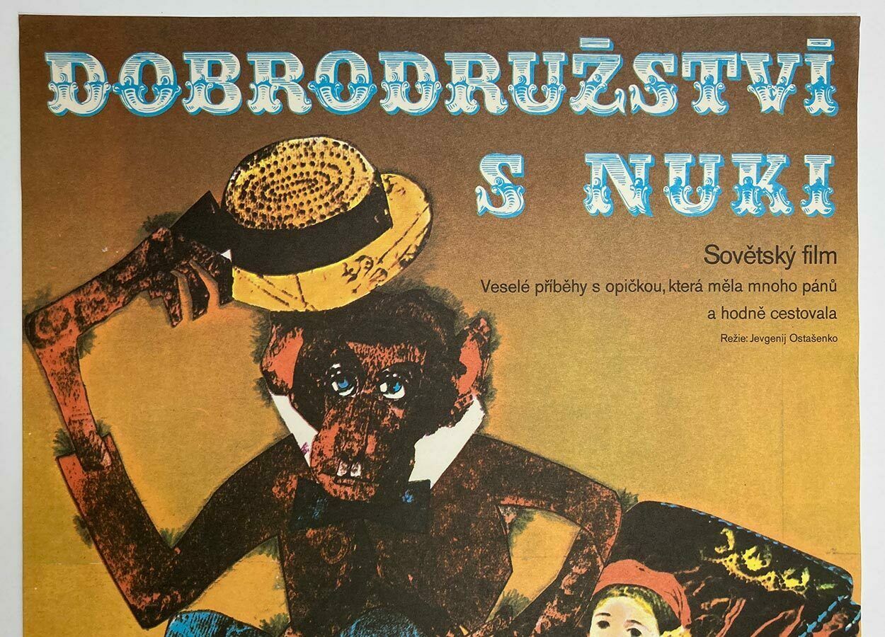 Original Film Poster, Adventures With Nuki, Ivan Kremláček, 1975, Genuine Czech Vintage Print photo furniture