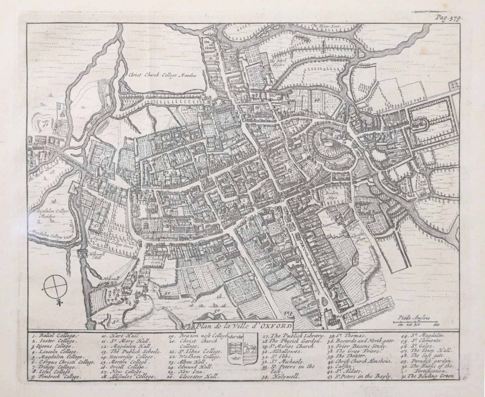 Map Of Oxford 18th Century Engraving By Pieter Van Der Aa After David Loggan photo vinterior