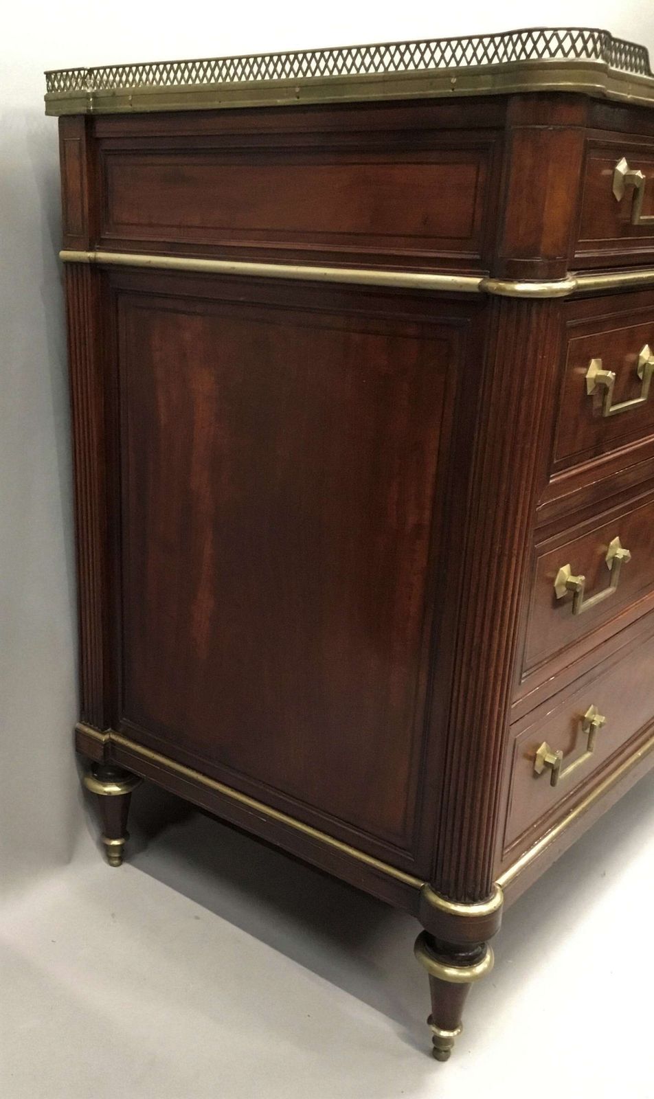 Late C18th Louis XVI Neoclassical Figured Mahogany Commode photo for sale