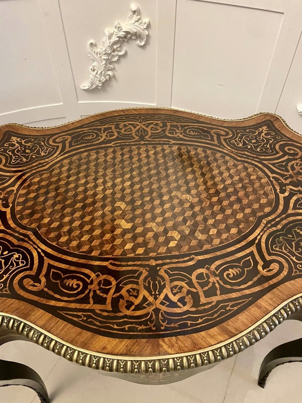 Furniture Outstanding Quality Antique 19th Century French Freestanding Marquetry And Parquetry Centre Table photo