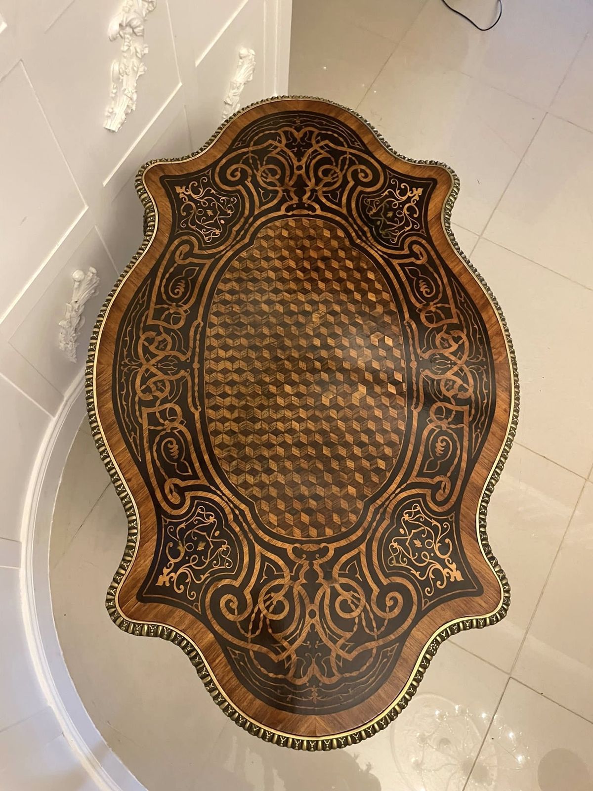 photo buy Outstanding Quality Antique 19th Century French Freestanding Marquetry And Parquetry Centre Table