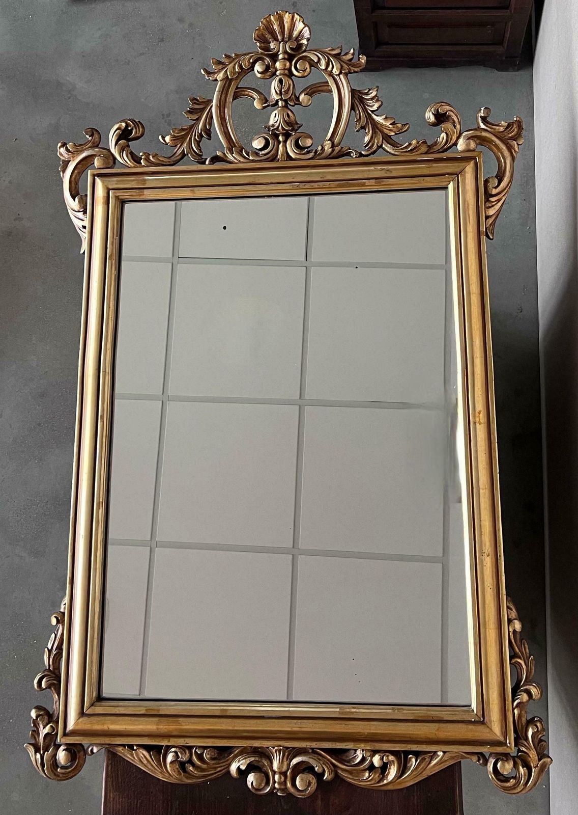 Miroir rectangulaire d'époque Empire français en bois doré sculpté, XXe siècle photo Décoration
