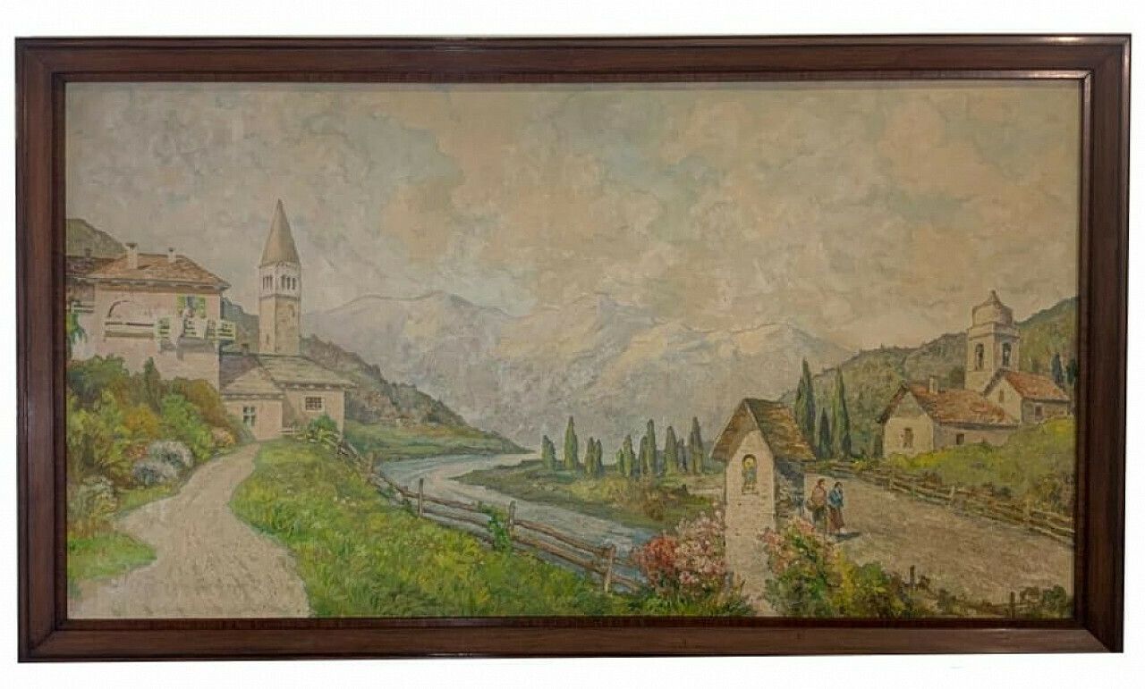 Mountain Landscape, Oil Painting On Canvas, 1920s