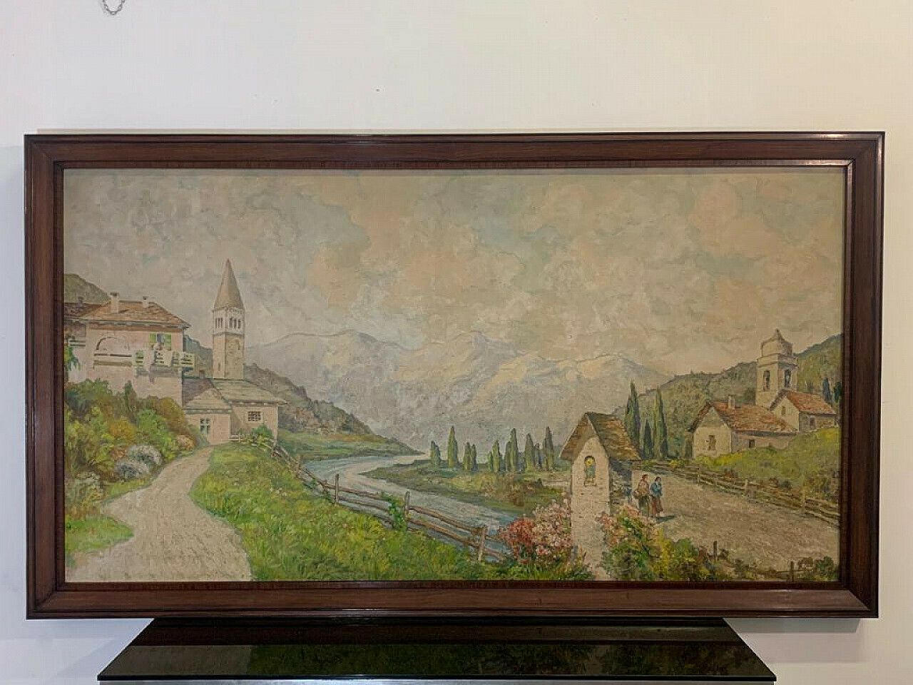 Mountain Landscape, Oil Painting On Canvas, 1920s photo Art