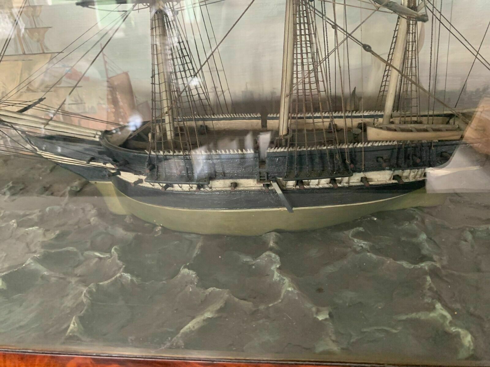 Old Model Of A Sailboat With Three Masts In Its 19th Century Showcase photo Art