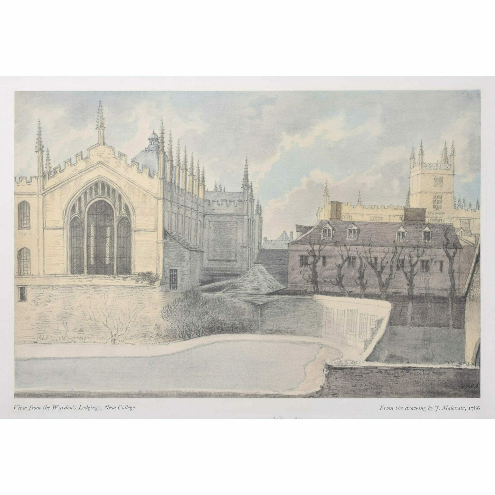 John Baptist Malchair (1730 – 1812) View From The Master’s Lodgings, New College, Oxford 1929