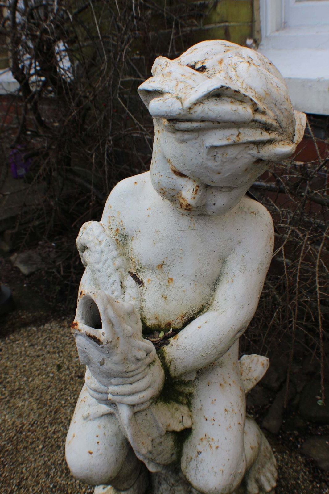 A French Painted Cast Iron Water Putti By A. Durenne, 19th Century photo for sale