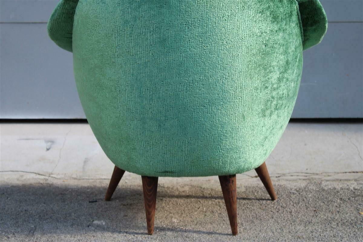 Mid Century Italian Green Velvet Armchair Ico Parisi Style, 1950s photo vintage