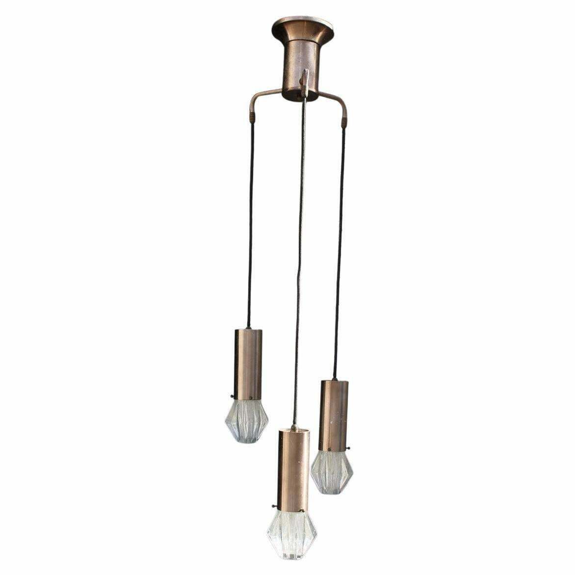 Stilux Ceiling Lamp Aluminum And Glass Sculpture Italian Design 1950s