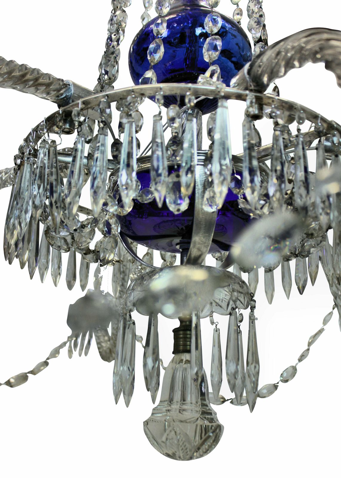 A 19th Century Swedish Six Branch Cut Glass Chandelier photo for sale