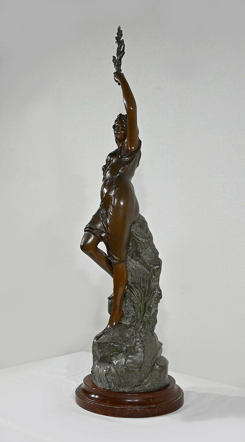 Important Spelter "La Femme Au Rameau", By L. Hott, Early 20th Century photo for sale