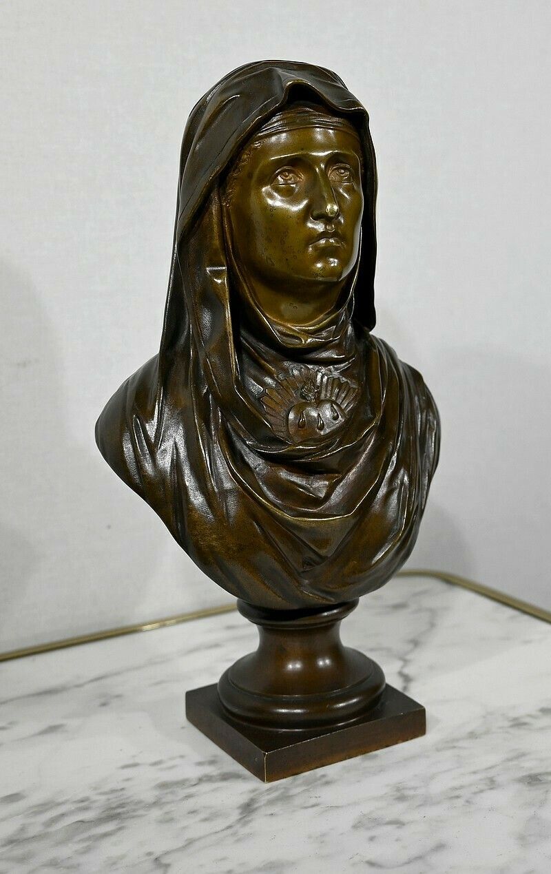 Bronze “The Virgin Mary”, J. Bulio – 19th Century