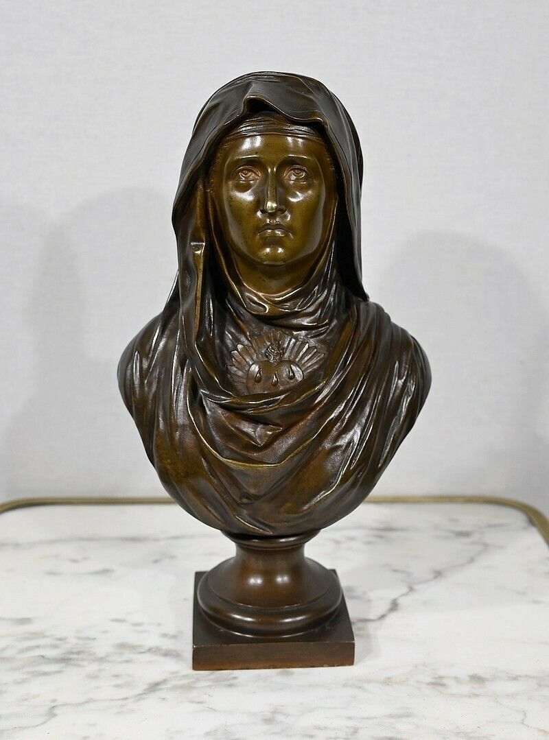 Bronze “The Virgin Mary”, J. Bulio – 19th Century photo furniture