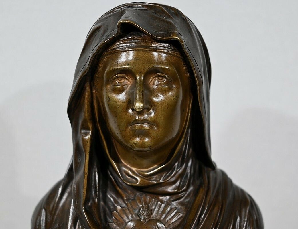 Bronze “The Virgin Mary”, J. Bulio – 19th Century photo Art