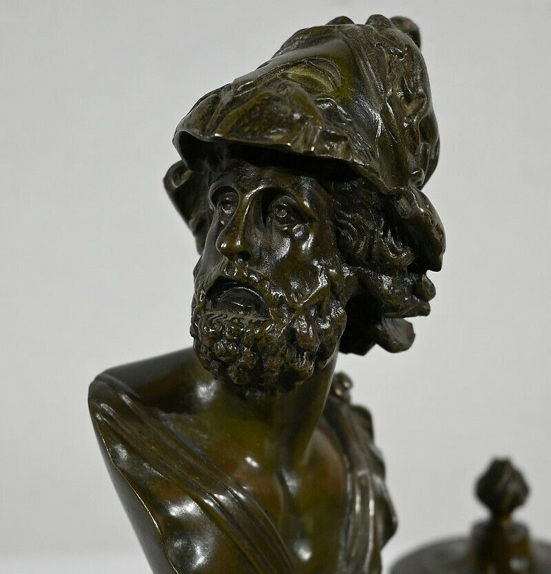 Important Inkwell In Onyx From Pakistan And Bronze, Late 19th Century photo vintage
