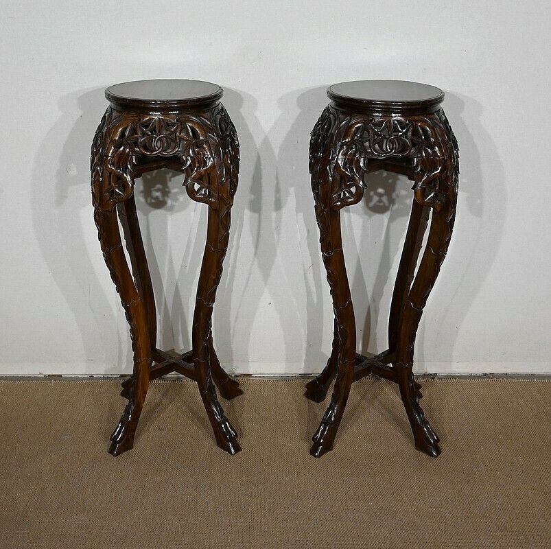 Pair Of Large Asian Rosewood Stands, 20th Century photo furniture