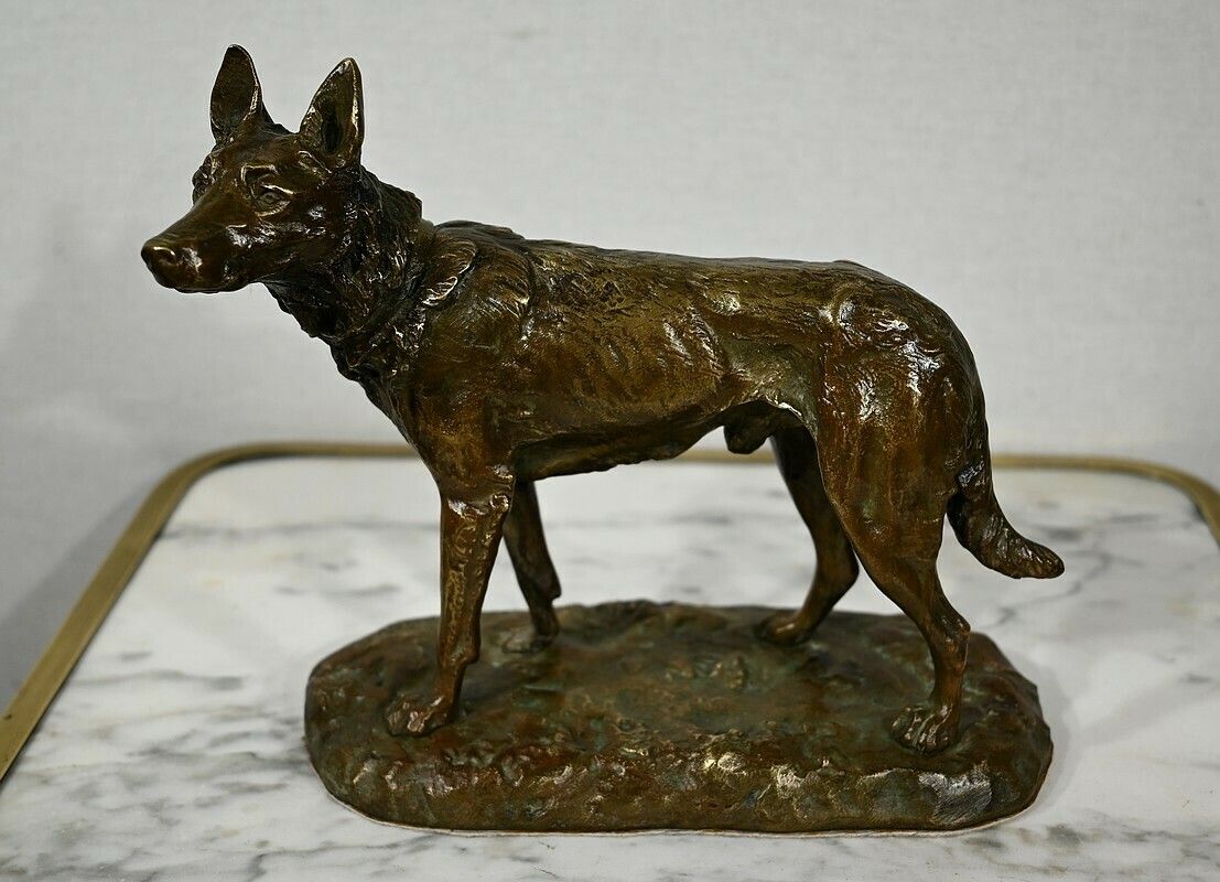 Bronze “The German Shepherd”, After Pa. Laplanche – Early 20th Century