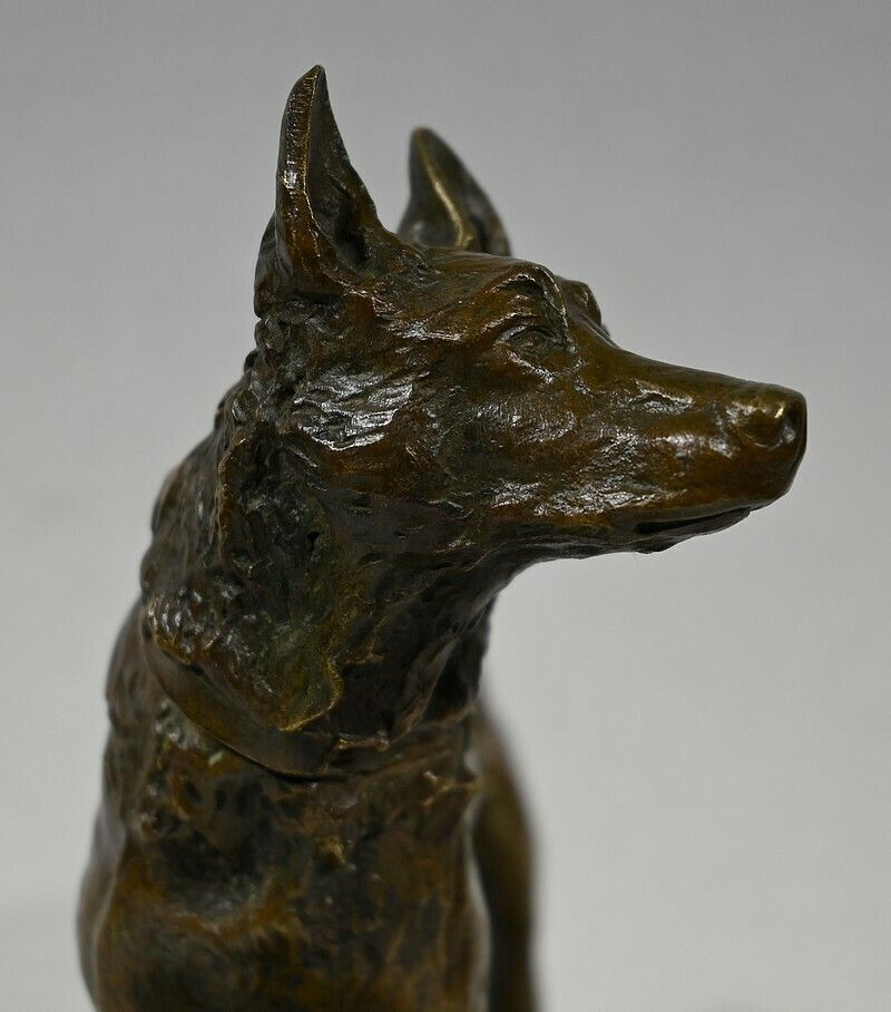 Bronze “The German Shepherd”, After Pa. Laplanche – Early 20th Century photo buy