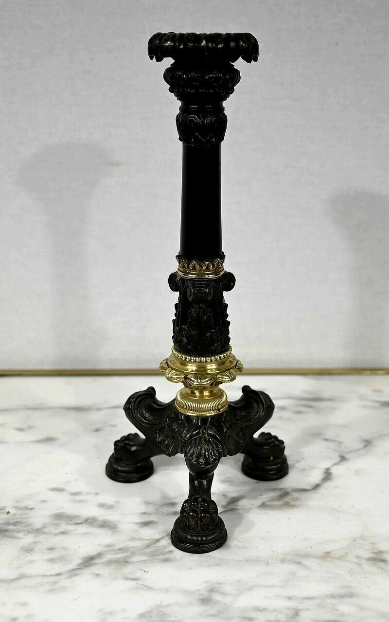 Pair Of Bronze Candlesticks, Restoration Period, Early 19th Century photo 793.1