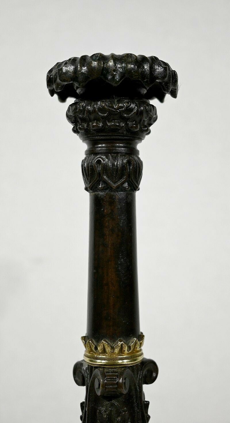 Pair Of Bronze Candlesticks, Restoration Period, Early 19th Century photo vinterior