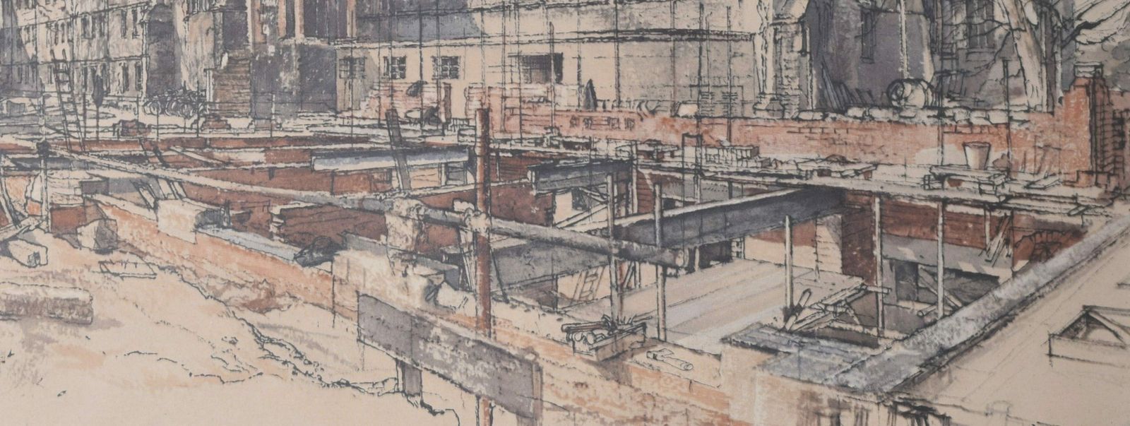 G R T (Raymond Teane) Cowern (1913 – 1986) Wadham College, Oxford From The South East Before The Completion Of The New Buildings (1952) photo furniture