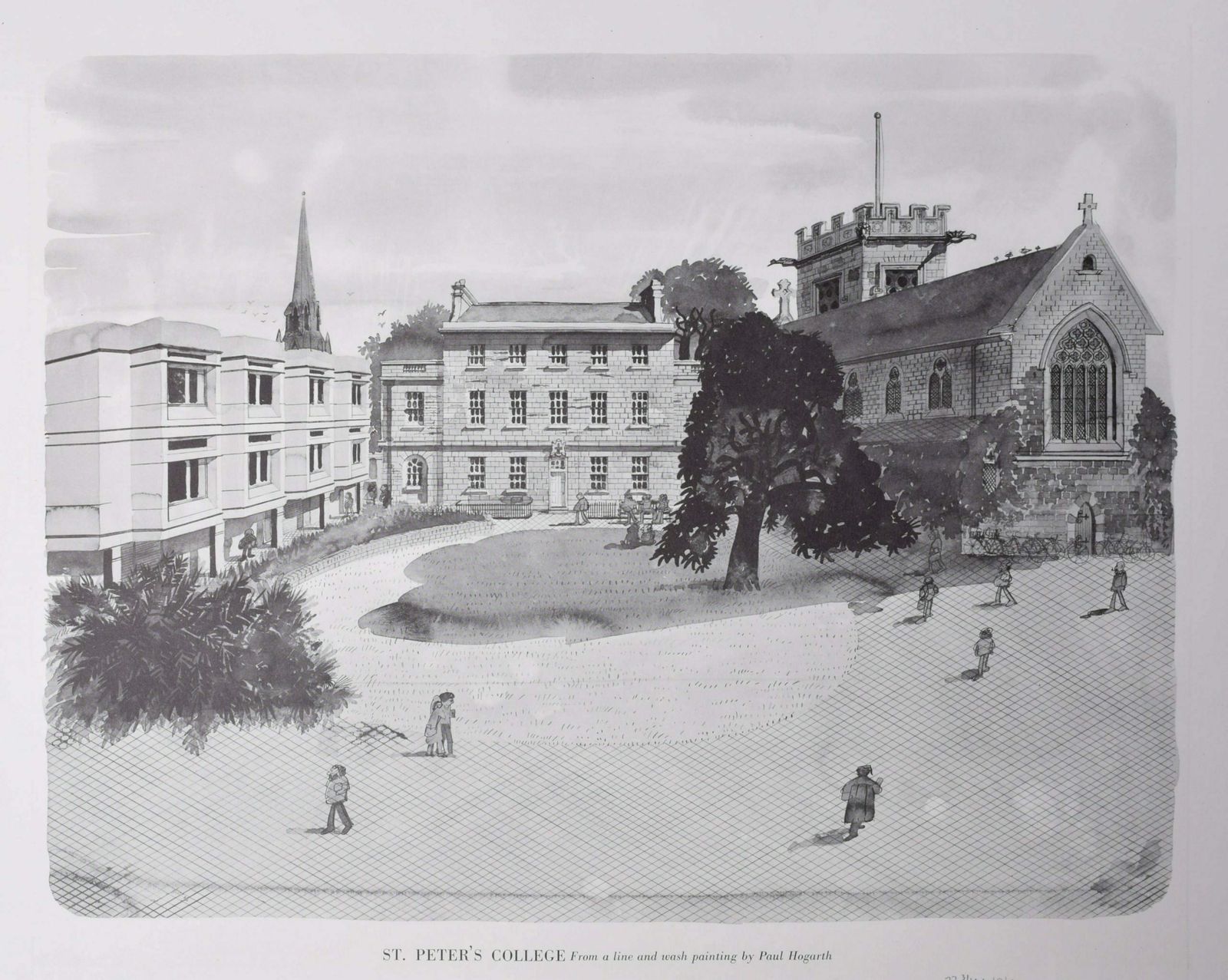 St Peter’s College, Oxford Lithograph By Paul Hogarth photo vinterior