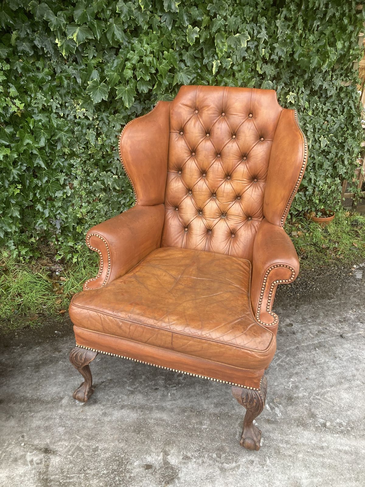 Leather Wing Back Chair