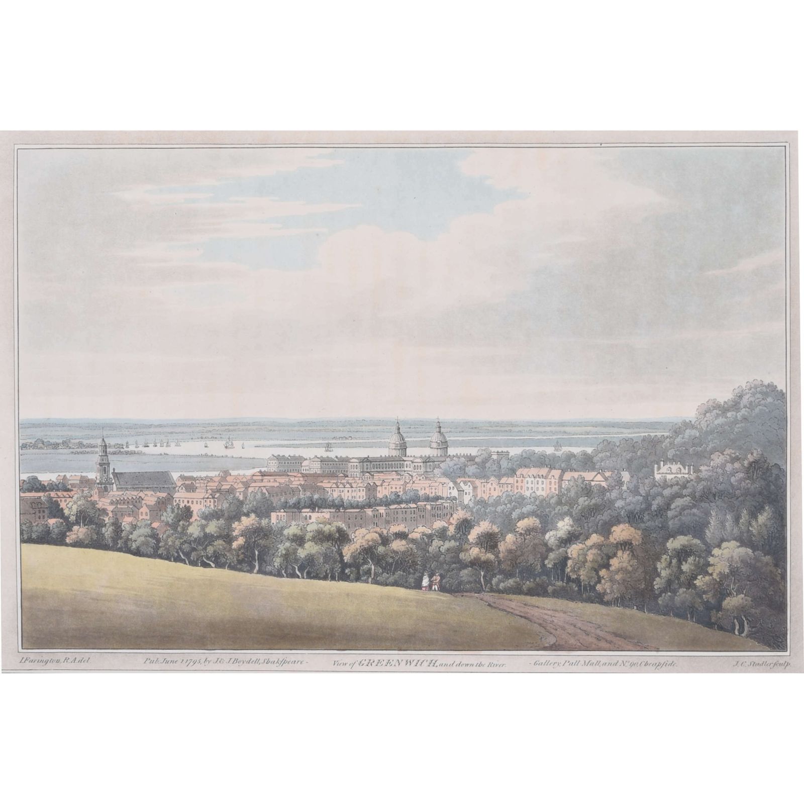 Joseph Constantine Stadler (1755 – 1828) After Joseph Farington (1747 – 1821) View Of Greenwich And Down The River (1795)