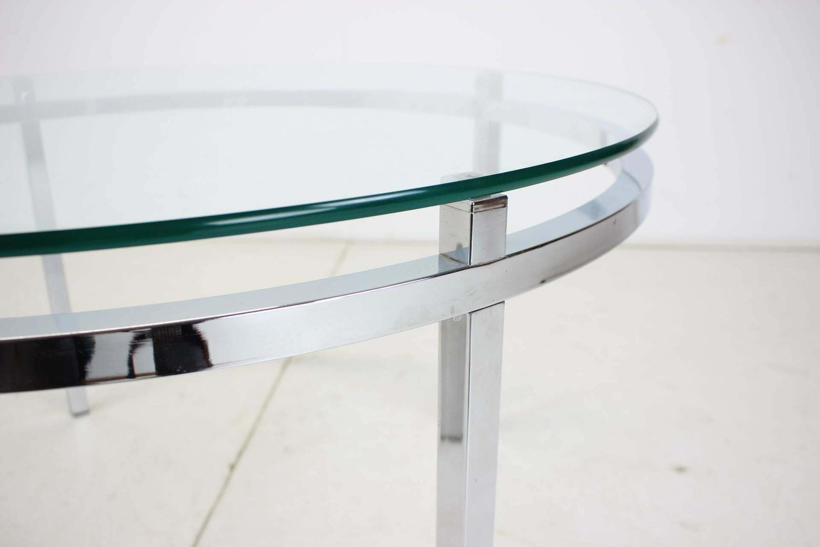 1970s Round Conference Table Chrome And Glass, Italy photo for sale