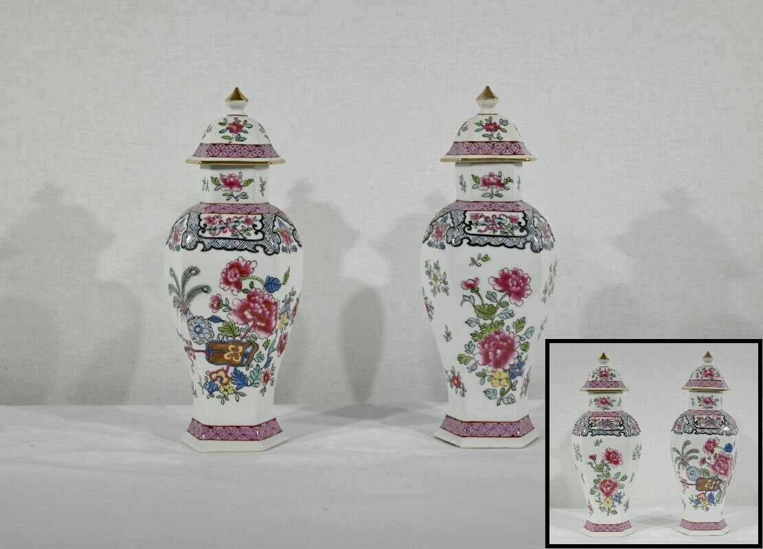 Pair Of Hexagonal Earthenware Vases, China   Late 19th Century