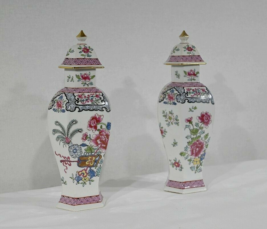Pair Of Hexagonal Earthenware Vases, China   Late 19th Century photo for sale