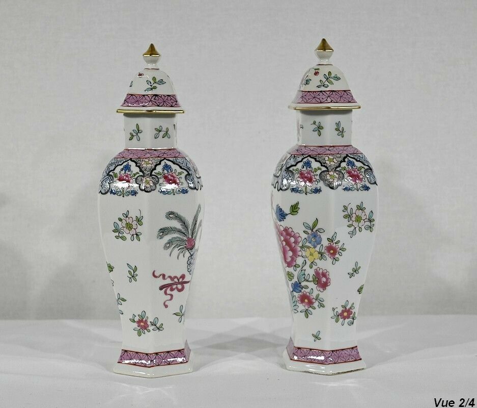 photo buy Pair Of Hexagonal Earthenware Vases, China   Late 19th Century
