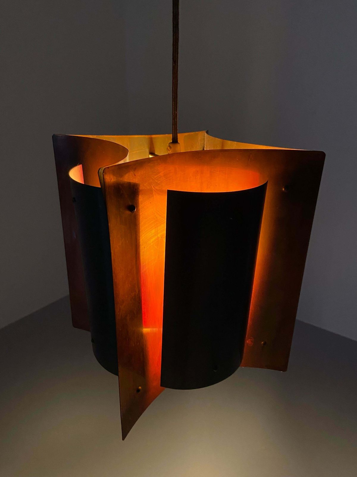 Koperen En Messing Plafondlamp, Scandinavië, Ca. Jaren 1930 photo vinterior