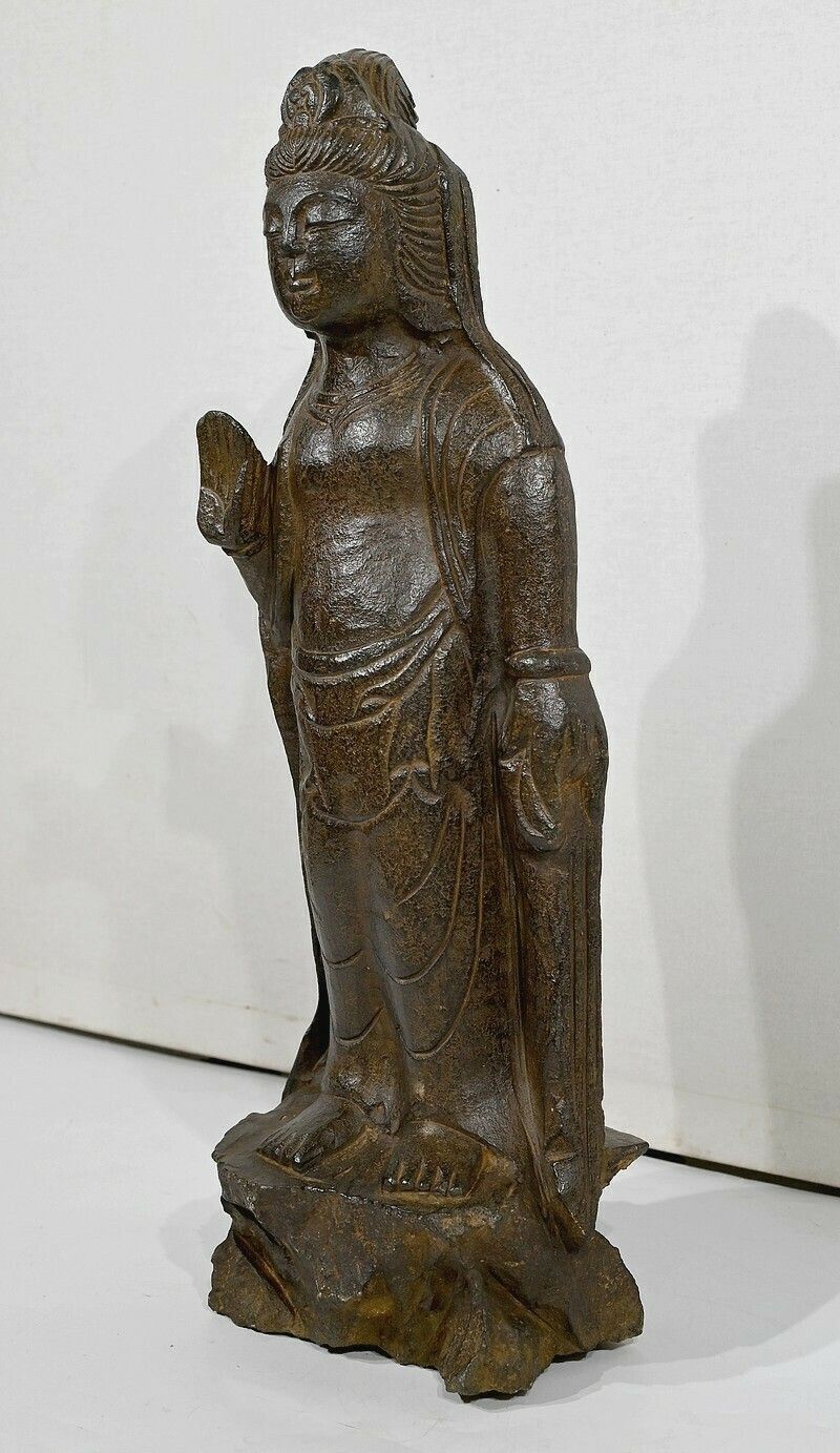 Black Stone Buddha Statue, China   2nd Half Of The 19th Century photo for sale