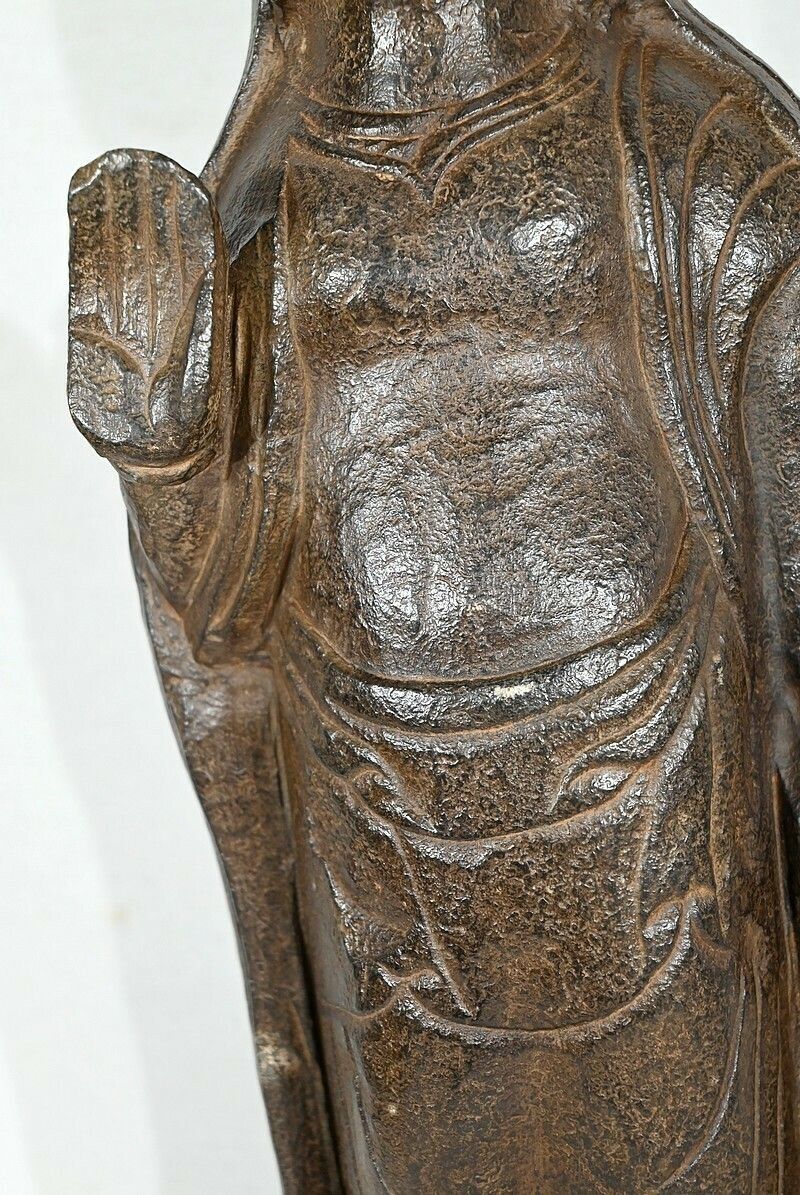 Black Stone Buddha Statue, China   2nd Half Of The 19th Century photo vintage